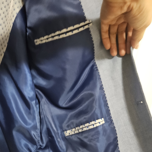 Tommy Hilfiger Blue sport coat designer light blue patterned lining 42s - Picture 3 of 9